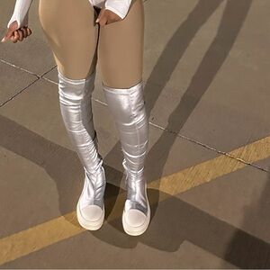 Stylish Silver Over the Knee Boots